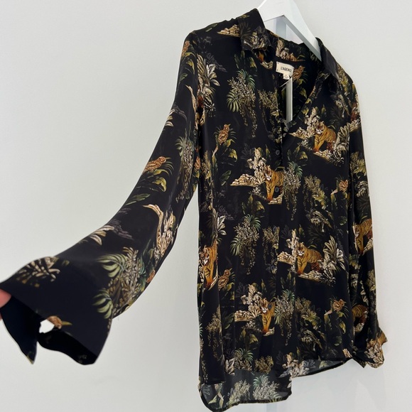 L’AGENCE BLACK TIGER SILK SHIRT SIZE S/P NWOTS! - Picture 4 of 14